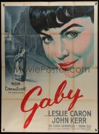 7y732 GABY French 1p 1956 wonderful different close up art of pretty Leslie Caron in World War II!