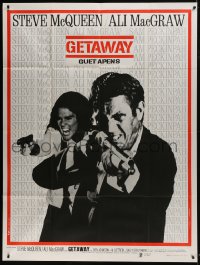 7y737 GETAWAY French 1p 1973 cool image of Steve McQueen & Ali McGraw with guns, Sam Peckinpah!