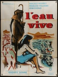 7y740 GIRL & THE RIVER style B French 1p 1958 Villiers' l'eau vive, Hurel art of Pascale Audret!