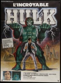 7y772 INCREDIBLE HULK French 1p 1979 great different artwork of Bill Bixby & Lou Ferrigno!