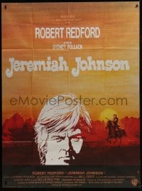 7y779 JEREMIAH JOHNSON French 1p 1972 cool artwork of Robert Redford, directed by Sydney Pollack!