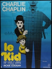 7y782 KID French 1p R1970s different Leo Kouper artwork of Charlie Chaplin & Jackie Coogan!