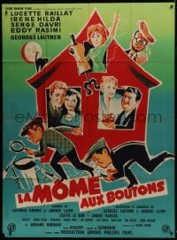 7y798 LA MOME AUX BOUTONS French 1p 1958 great Boris Grinsson art of the entire cast!