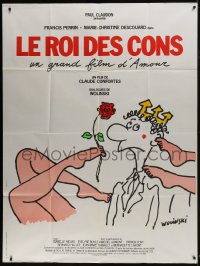 7y809 LE ROI DES CONS French 1p 1981 Wolinski art of King of Idiots with sexy female legs!