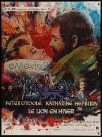 7y819 LION IN WINTER French 1p 1968 Bussenko art of Katharine Hepburn & Peter O'Toole as Henry II!