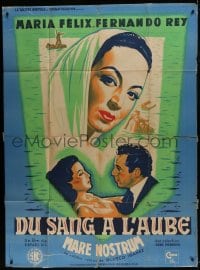 7y833 MARE NOSTRUM French 1p 1954 great romantic art of Maria Felix & Fernando Rey by Cerutti!
