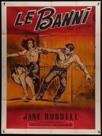7y863 OUTLAW French 1p R1960s different art of sexy Jane Russell & Jack Buetel, Howard Hughes