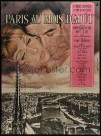 7y868 PARIS IN THE MONTH OF AUGUST French 1p 1966 Jean Mascii art of Charles Aznavour & Hampshire!