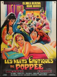 7y881 POPPEA'S HOT NIGHTS French 1p 1972 Belinsky art of sexy naked Olinka Berova at orgy!