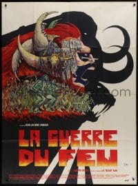 7y893 QUEST FOR FIRE style A French 1p 1981 best different caveman art by Philippe Druillet!