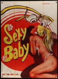 7y912 SEXY BABY French 1p 1973 sexy art of near-naked girl stared at by giant glasses with eyes!