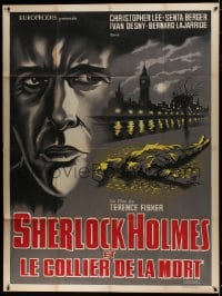 7y913 SHERLOCK HOLMES & THE DEADLY NECKLACE French 1p 1964 different art of murdered man in London!