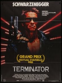 7y946 TERMINATOR CinePoster REPRO French 1p 1985 classic cyborg Arnold Schwarzenegger with gun!