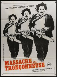 7y947 TEXAS CHAINSAW MASSACRE French 1p R1980s Tobe Hooper classic, different Leatherface image!