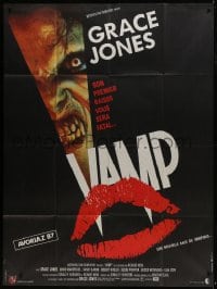 7y976 VAMP French 1p 1987 great kissing vampire lips image & close up of snarling monster!