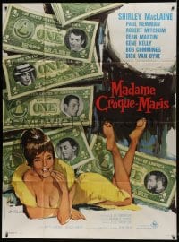 7y985 WHAT A WAY TO GO French 1p 1964 Tealdi art of sexy Shirley MacLaine, Newman, Mitchum & Martin