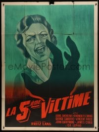 7y988 WHILE THE CITY SLEEPS French 1p R1950s art of killer attacking scared victim, Fritz Lang noir!