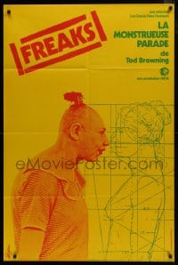 7y532 FREAKS French 31x46 R1977 Tod Browning, sideshow, image of Jenny Lee Snow, Reissuer art!