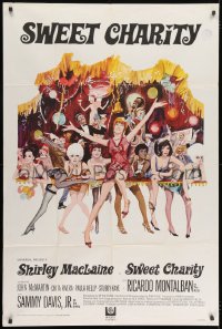 7y541 SWEET CHARITY French 32x47 1969 Bob Fosse, different art of Shirley MacLaine & showgirls!
