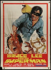 7y127 BRUCE LEE AGAINST SUPERMEN Italian 1p 1976 outrageous Aller kung fu art of masked hero!