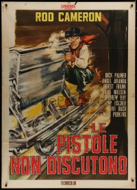 7y130 BULLETS DON'T ARGUE Italian 1p 1964 Colizzi art of Rod Cameron on railroad with smoking gun!