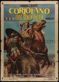 7y148 CORIOLANUS: HERO WITHOUT A COUNTRY Italian 1p 1964 Averardo Ciriello art of Gordon Scott!