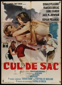 7y152 CUL-DE-SAC Italian 1p 1967 Roman Polanski, Pleasance, Francoise Dorleac, rare & different!