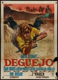7y165 DEGUEJO Italian 1p 1966 great spaghetti western art of Jack Stuart with gun on ground!