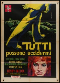 7y188 EVERYBODY WANTS TO KILL ME Italian 1p 1957 Fratini art of murderer standing over victim!