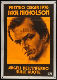 7y209 HELLS ANGELS ON WHEELS teaser Italian 1p R1976 different dayglo art of Jack Nicholson, rare!