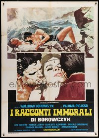 7y225 IMMORAL TALES Italian 1p 1976 Walerian Borowczyk's Contes Immoraux, different sexy artwork!