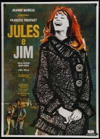 7y230 JULES & JIM Italian 1p R2002 Francois Truffaut's Jules et Jim, art of Jeanne Moreau by Broutin