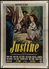 7y231 JUSTINE Italian 1p 1969 directed by Jess Franco, different art by Renato Casaro!
