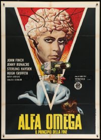 7y239 LAST DAYS OF MAN ON EARTH Italian 1p 1974 completely different art of girl w/exposed brain!