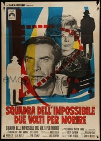 7y264 MISSION IMPOSSIBLE VS THE MOB Italian 1p 1970 Peter Graves, Barbara Bain, cool spy artwork!