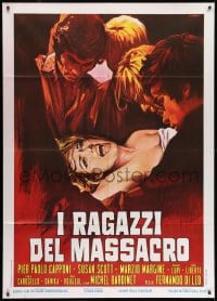 7y269 NAKED VIOLENCE Italian 1p 1974 I Ragazzi Del Massacro, Casaro art of woman grabbed by 4 men!
