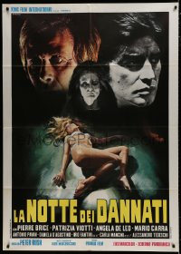 7y274 NIGHT OF THE DAMNED Italian 1p 1971 Casaro art of top stars looming over near-naked woman!