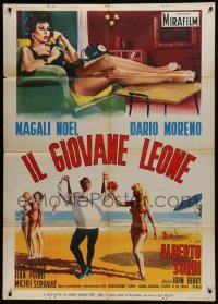 7y278 OH! QUE MAMBO Italian 1p 1958 Enzo Nistri art of Dario Moreno on beach & sexy Magali Noel!
