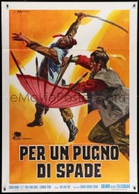 7y282 PER UN PUGNO DI SPADE Italian 1p 1973 Biffignandi art of man fighting with bladed umbrella!
