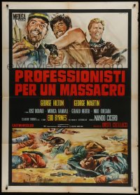 7y285 PROFESSIONALS FOR A MASSACRE Italian 1p 1967 Gasparri art of Hilton, Martin & Edd Byrnes!