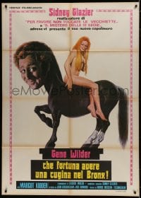 7y289 QUACKSER FORTUNE HAS A COUSIN IN THE BRONX Italian 1p 1975 horse Gene Wilder & naked girl!