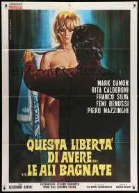 7y291 QUESTA LIBERTA DI AVERE LE ALI BAGNATE Italian 1p 1971 Piovano art of naked woman disrobing!
