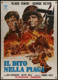 7y302 SALT IN THE WOUND Italian 1p R1970s artwork of George Hilton & Klaus Kinski in World War II!