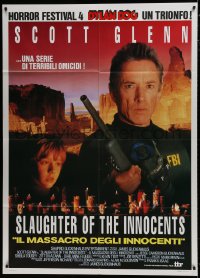 7y317 SLAUGHTER OF THE INNOCENTS Italian 1p 1993 c/u of FBI agent Scott Glenn with shotgun!