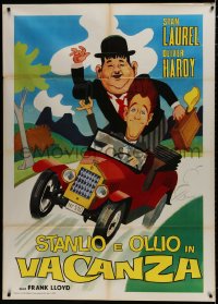 7y324 STANLIO E OLLIO IN VACANZA Italian 1p R70s art & image of Laurel & Hardy!