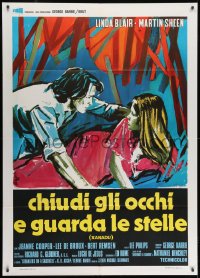 7y335 SWEET HOSTAGE Italian 1p 1976 Martin Sheen & Linda Blair, different art by Avelli, Xanadu!