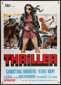 7y344 THEY CALL HER ONE EYE Italian 1p 1974 cult classic, best art of Christina Lindberg, Thriller!