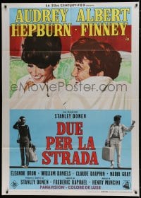 7y356 TWO FOR THE ROAD Italian 1p 1967 art of Audrey Hepburn & Albert Finney in bed, Stanley Donen!