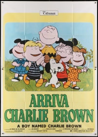 7y390 BOY NAMED CHARLIE BROWN Italian 2p 1970 art of Charles M. Schulz's Snoopy & the Peanuts!