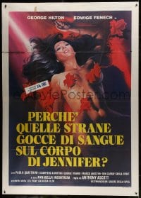 7y394 CASE OF THE BLOODY IRIS Italian 2p R1978 different art of sexy naked Edwige Fenech!